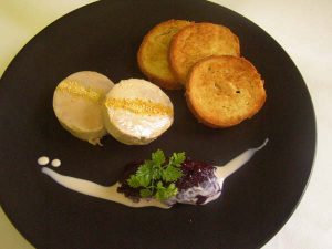 ballotine of foie gras - orange dust & cherry compote